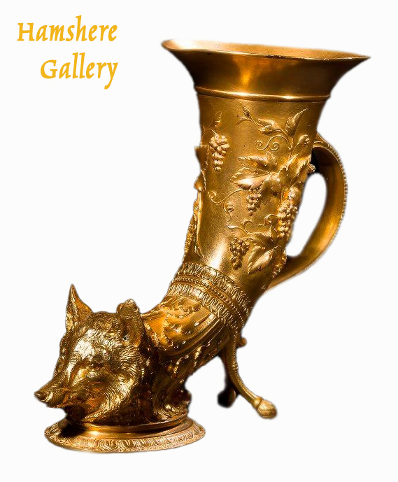 Click to see full size: 19th century, Rhyton, fox head bronze vase by Maison F Barbedienne (French, 1810 â€“ 1892) for Louis-Constant SÃ©vin (French, 1821-1888)